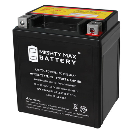 MIGHTY MAX BATTERY YTX7L-BS 12V 6Ah Replacement Battery for Motorcycle KP7L-BS YTX7L-BS89440